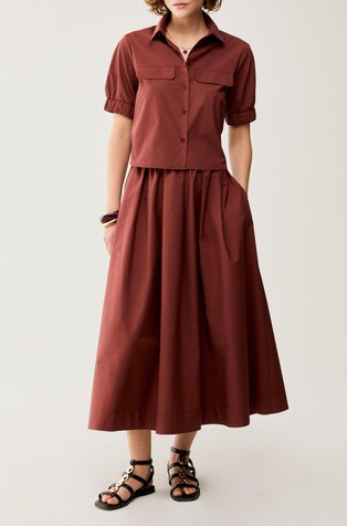 Cotton poplin long skirt