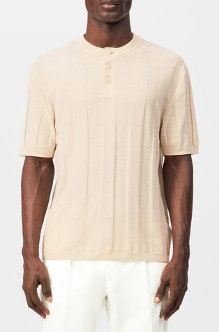 Regular fit polo majica s kratkimi rokavi iz lanene mešanice