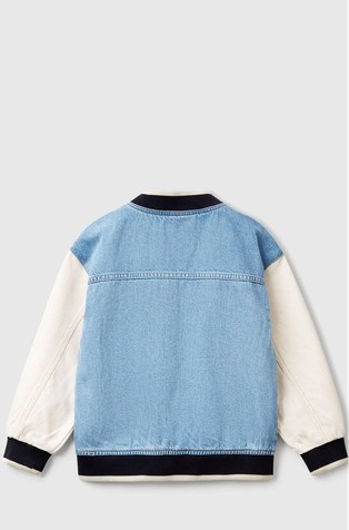 BENETTON Denim bomber jakna s kontrastnimi rokavi Modra - Light Blue 2