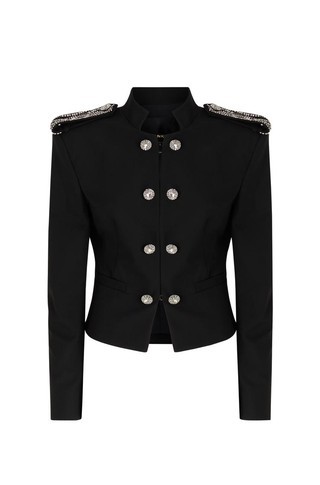 Riding-style slim fit jacket with jewel details