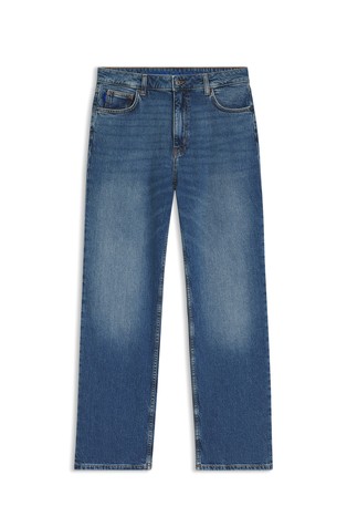 Long-length straight-fit jeans in stretch denim