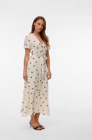 VMJOAN midi pikčasta obleka s kratkimi rokavi