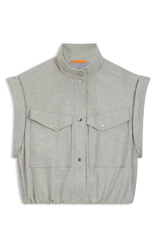 Brezrokavnik iz raztegljive flanelaste tkanine