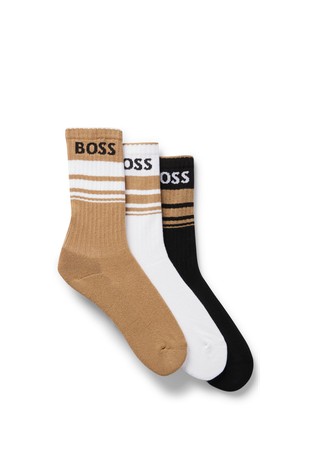 Three-pack of short socks with stripes and logos