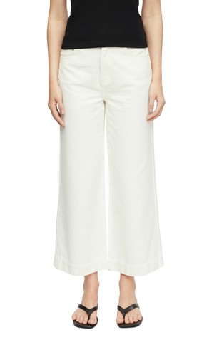 Cropped culotte jeans hlače s prepletenim detajlom v pasu