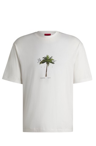 Majica iz bombažnega jerseya s potiskom palme