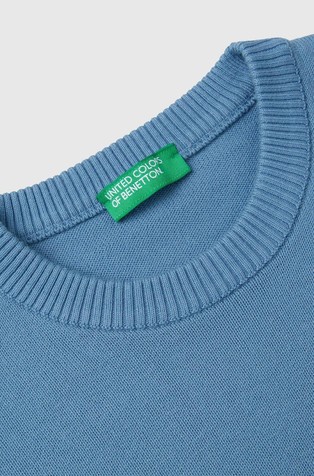 BENETTON Sweater in pure cotton with logo Blue 3