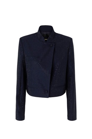 Fully rhinestoned cropped blazer