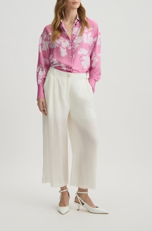 LIU JO Ramie palazzo trousers White 4