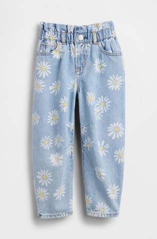 Jeans hlače s cvetličnim vzorcem za malčice