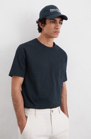 Bombažna majica s kratkimi rokavi in prsnim žepom