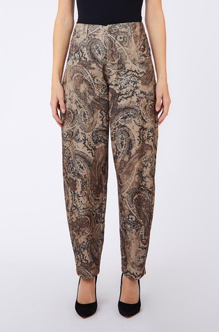 Barrel fit cotton trousers with paisley pattern