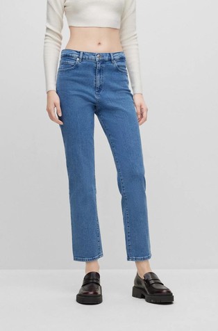 Regular fit raztegljive jeans hlače z visokim pasom