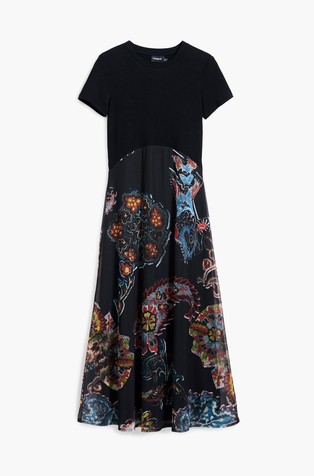 DESIGUAL Mix material dress designed by Mr. Christian Lacroix Black / Multi 6