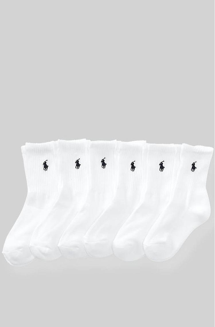 RALPH LAUREN Classic Crew Sock 6-Pack White 