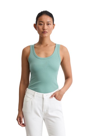 Slim fit rebrasta jersey majica brez rokavov