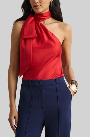 Charmeuse Tie-neck Halter Top