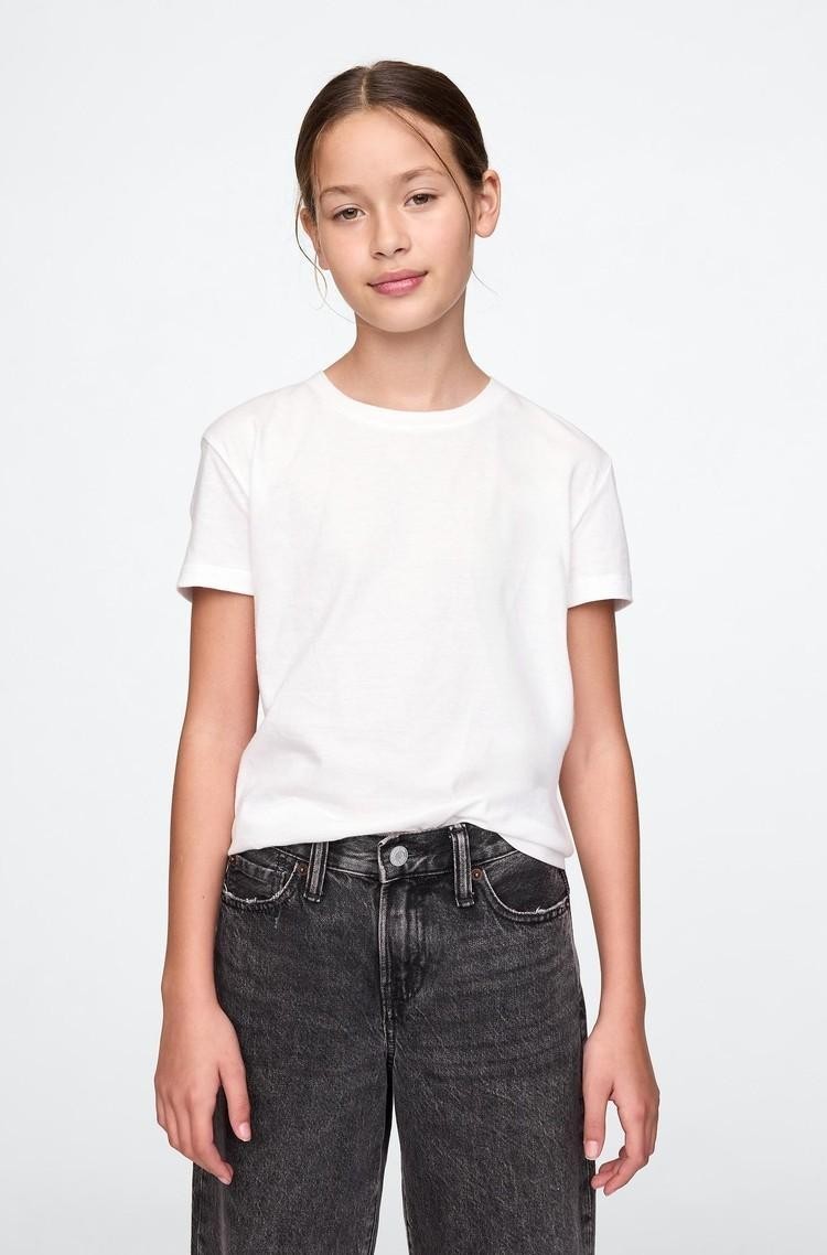 GAP Relaxed majica s kratkimi rokavi za deklice Bela - New Off White 