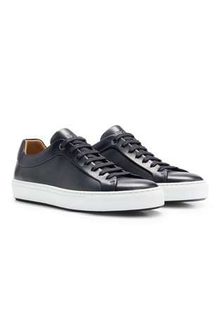 Leather cupsole trainers with logo details