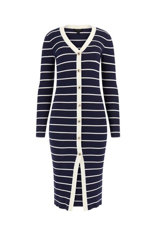 Pletena obleka s črtastim vzorcem