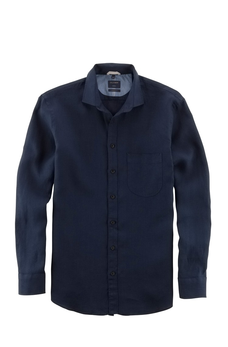 OLYMP Casual modern fit lanena srajca Modra - Navy Blue 