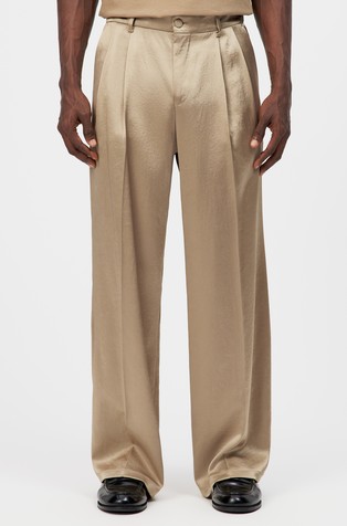 Relaxed fit satenaste hlače z gubami