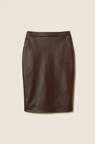 Faux leather midi skirt