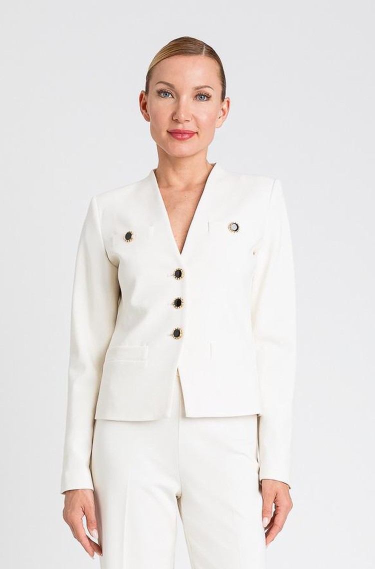 TWINSET Slim fit blazer with V-neck Mother Of Pearl 