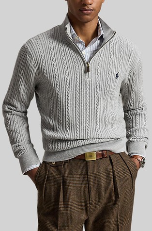 Cable-Knit Cotton Quarter-Zip Jumper
