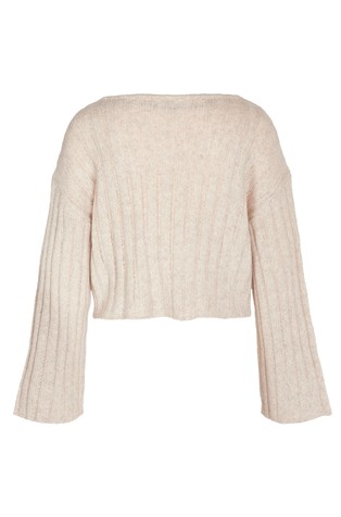 NOISY MAY NMNINA V-neck cropped knit pullover Eggnog 7