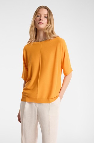 Viscose blend boat neck T-shirt