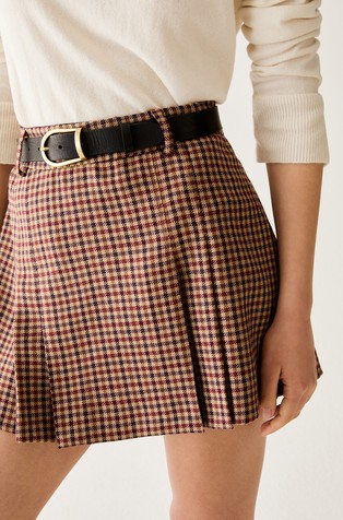 Checked wool miniskirt