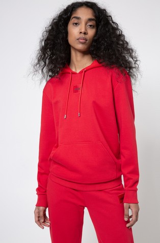 Cotton hooded sweatshirt with logo label