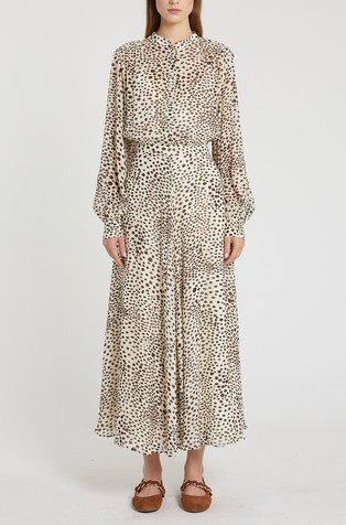 Long printed georgette shirt dress