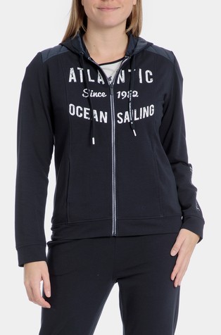Hooded zip-thru in stretch cotton