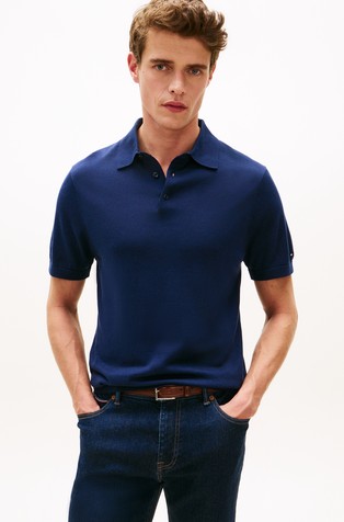 Slim fit polo majica iz mešanice bombaža in liocela