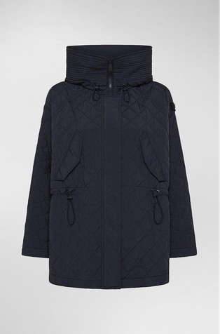 Water-repellent quilted parka with hood