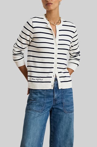 Pletena bombažna jopa s črtastim vzorcem