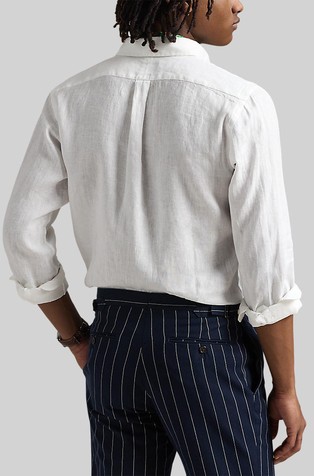 RALPH LAUREN Custom Fit Linen Shirt Ceramic White 2