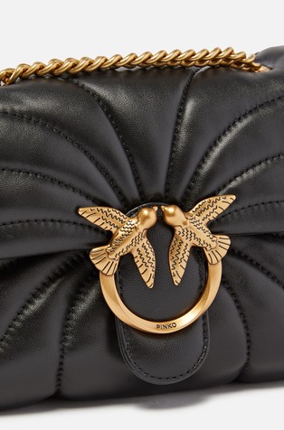 PINKO Mini Love Puff Bag in Sheep Leather Black / Antique Gold 3