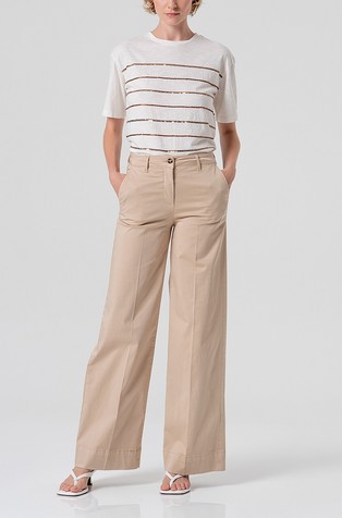 Palazzo pant flare made in cotton blend gabardine