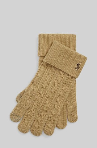 Cable-knit wool-blend touch gloves