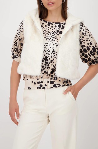 Brezrokavnik iz umetnega krzna s prešitim hrbtom