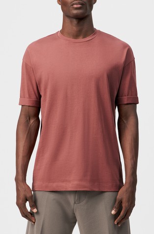 Relaxed fit bombažna majica s kratkimi rokavi