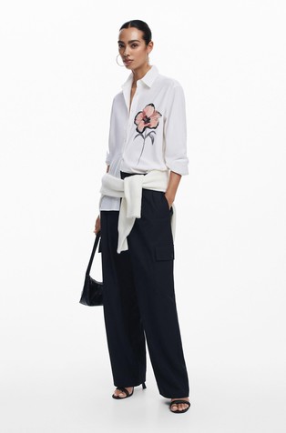 DESIGUAL Srajca z motivom rože Bela - White / Multi 3