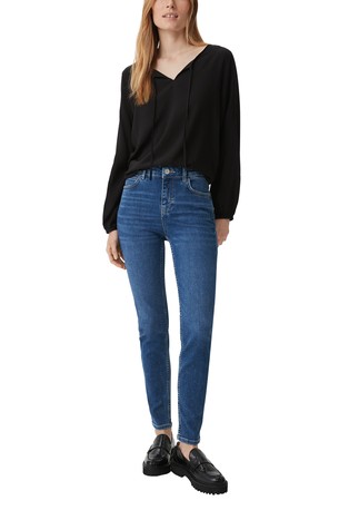 COMMA Skinny fit jeans hlače s spranim videzom Modra - Blue 3
