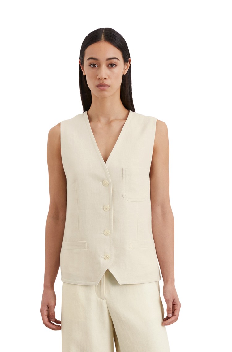 MARC O'POLO Tailored vest made from a linen-viscose mix Beige 