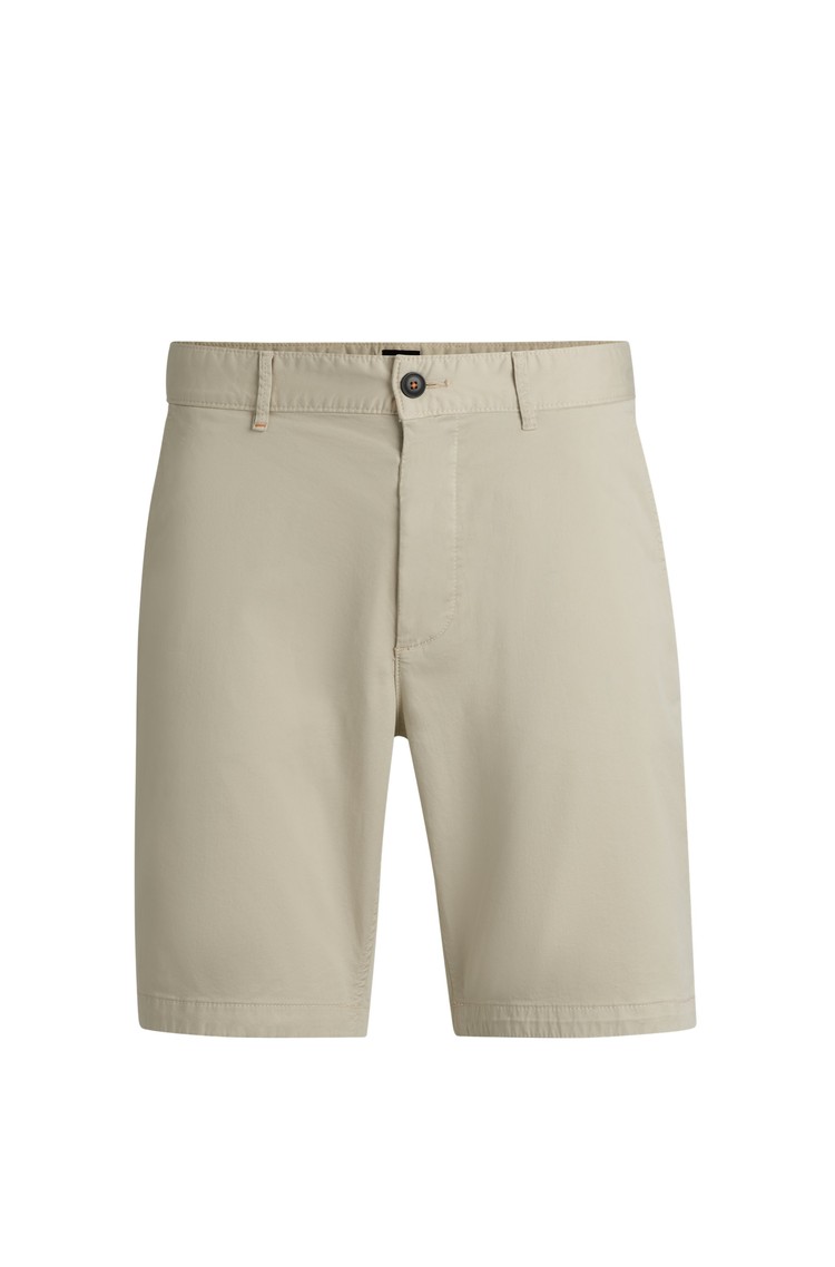 HUGO BOSS Slim-fit shorts in stretch-cotton twill Light Beige 