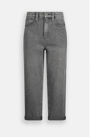Cropped straight jeans with glitter