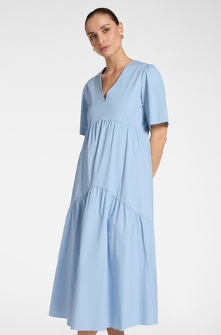 Flounced cotton poplin dress